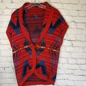 Chaps Southwestern Cardigan Vest Western Boho Aztec Knit Medium